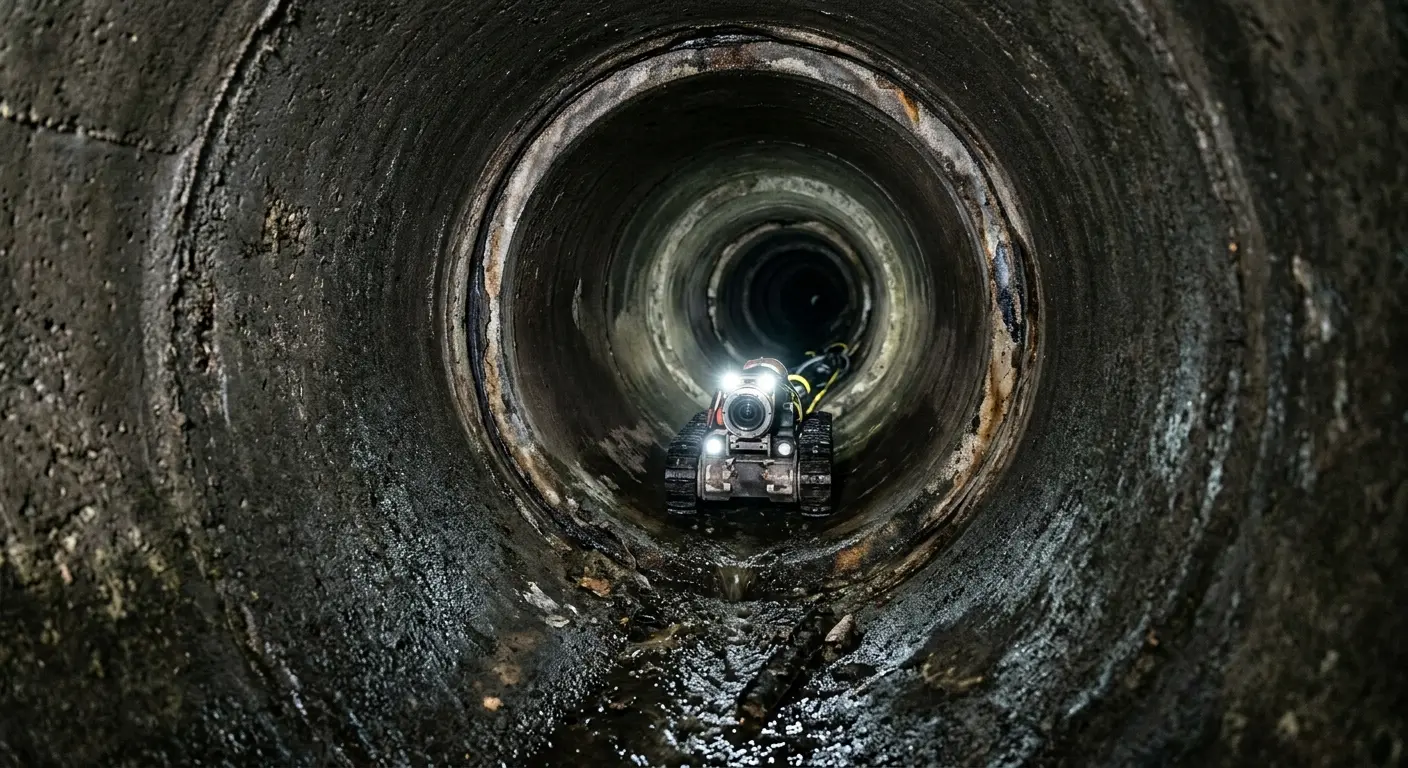 Robotic sewer camera inspecting pipe interior for Sewer Line Repair in Xenia